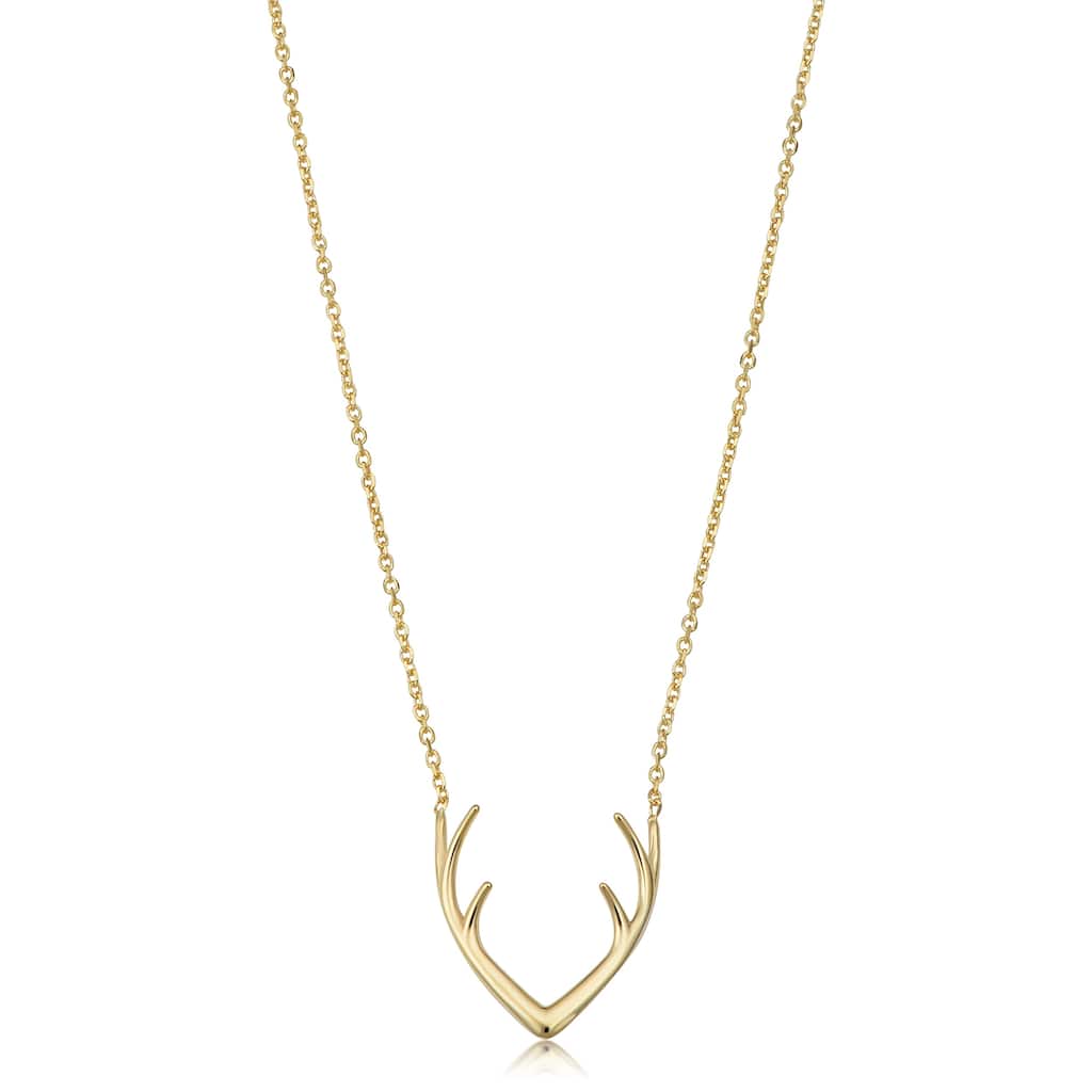 Fremada Italian 14k Yellow Gold or Rose Gold Antler Adjustable Length Necklace (fits 17 or 18 inches)
