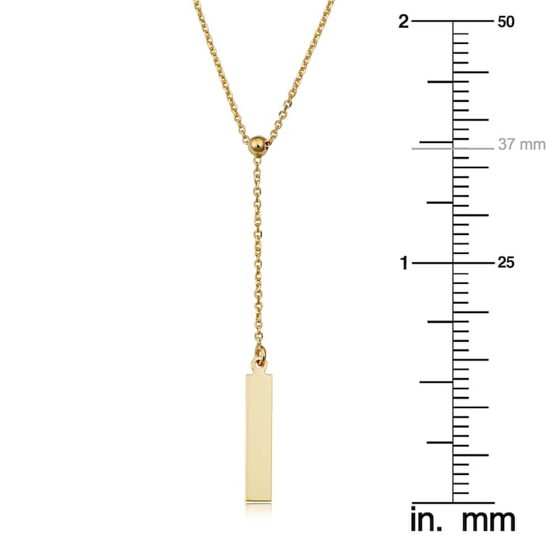 Fremada Italian 14k Yellow Gold or Rose Gold Adjustable Length Bar Drop Necklace (adjusts to 17 or 18 inches)