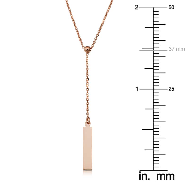 Fremada Italian 14k Yellow Gold or Rose Gold Adjustable Length Bar Drop Necklace (adjusts to 17 or 18 inches)