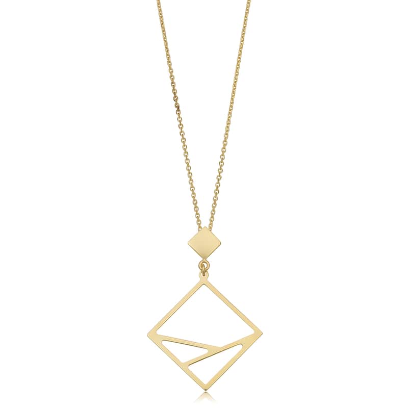 Fremada Italian 14k Yellow , White, Rose Gold Geometric Pendant Adjustable Length Necklace (adjusts to 17 or 18 inches) - Yellow