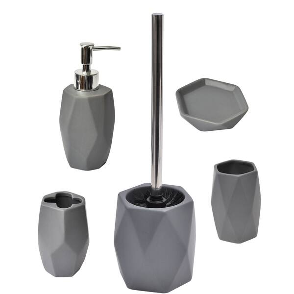 Evideco Diamond Collection Bathroom Accessory Set 5 Pieces Bathroom Accessory Set 5 Pieces