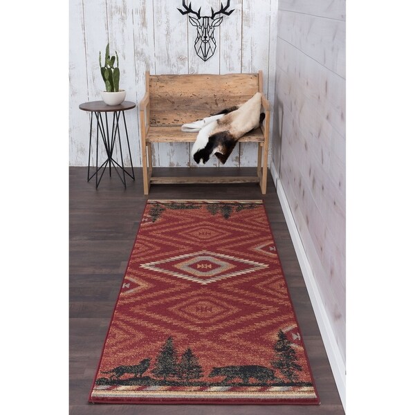Alise Rugs Natural Lodge Novelty Lodge Runner Rug - 2'7 x 7'3