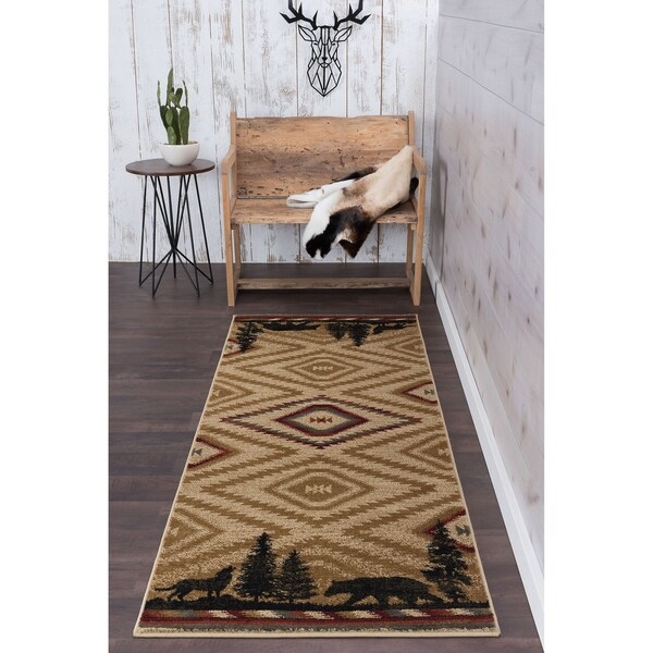 Alise Rugs Natural Lodge Novelty Lodge Runner Rug - 2'7 x 7'3