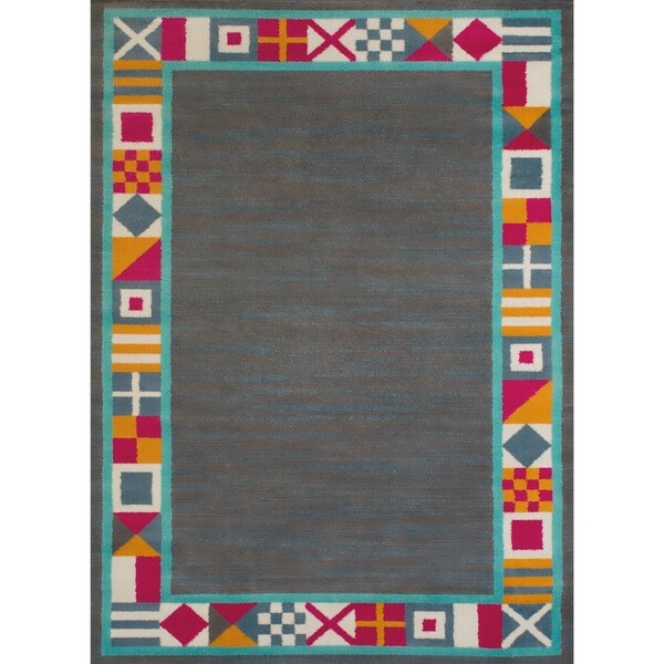 Islander Tropical Border Charcoal Accent Rug 2 7 X 3 11
