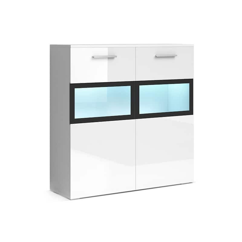 Sarah Side Cabinet with LED - semi-gloss white
