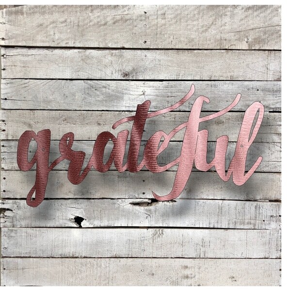 Grateful Word Art - Natural Steel Wall Décor - Bed Bath & Beyond