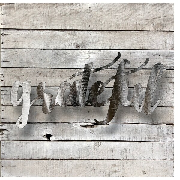 Grateful Word Art - Natural Steel Wall Décor - Bed Bath & Beyond