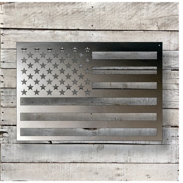 slide 1 of 4, American Flag - Natural Steel Wall Décor