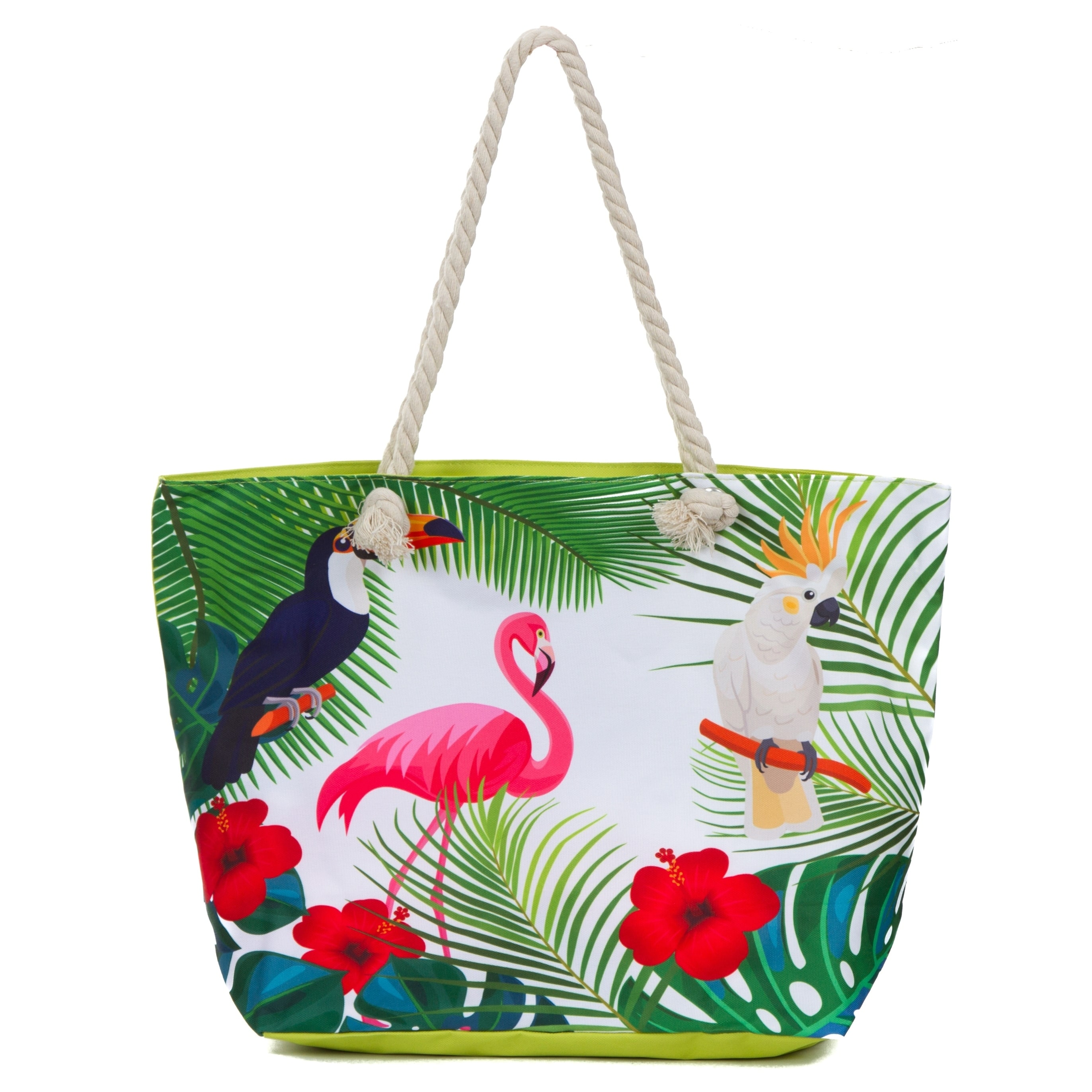 Shop Large Beach Bag Tote Water Resistant Canvas Tote Tropical