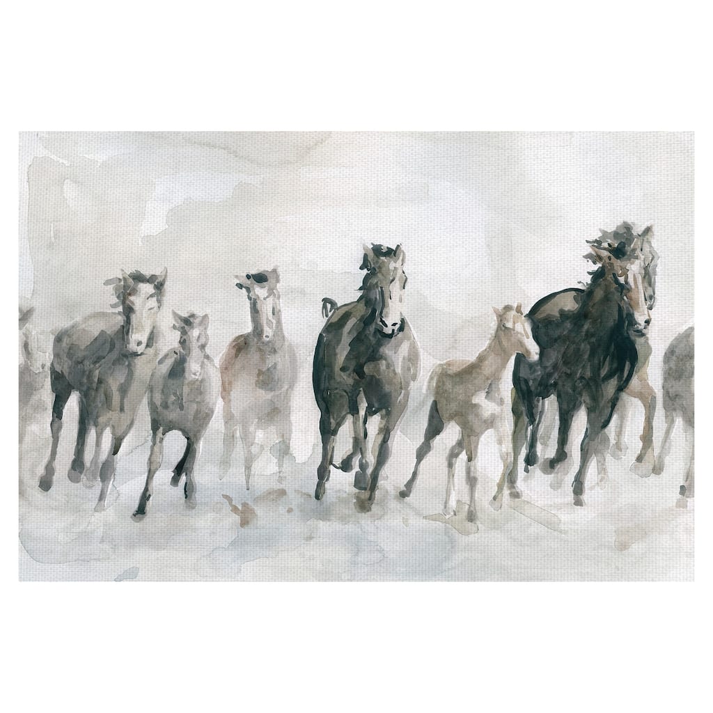 Horses Running Wild by Carol Robinson Wrapped Canvas Painting Art Print - 24x36