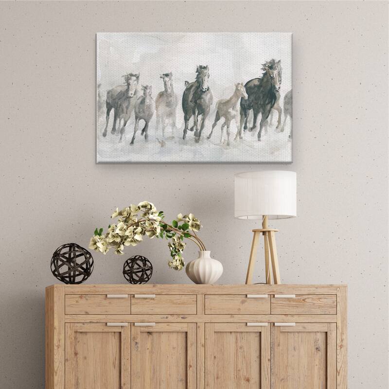 Horses Running Wild by Carol Robinson Wrapped Canvas Painting Art Print - 24x36