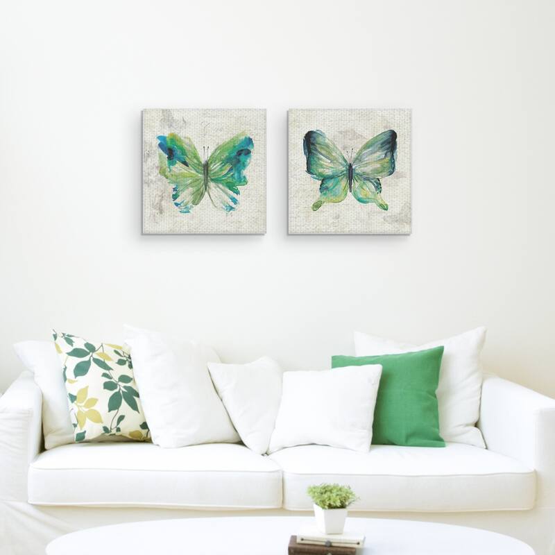 Butterfly Sketch I & II by Carol Robinson Canvas Art Painting Print Set - 12x12x2