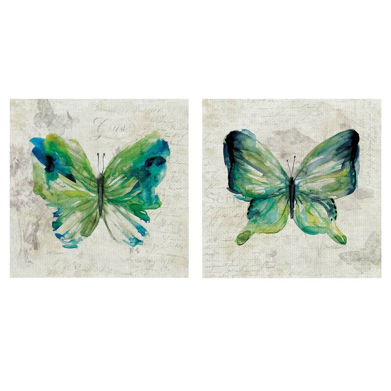 Butterfly Sketch I & II by Carol Robinson Canvas Art Painting Print Set - 12x12x2