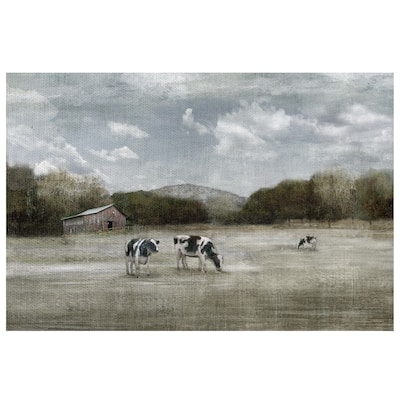 Country Satisfaction Grazing Cattle by Nan Wrapped Canvas Painting Art Print - 30x40