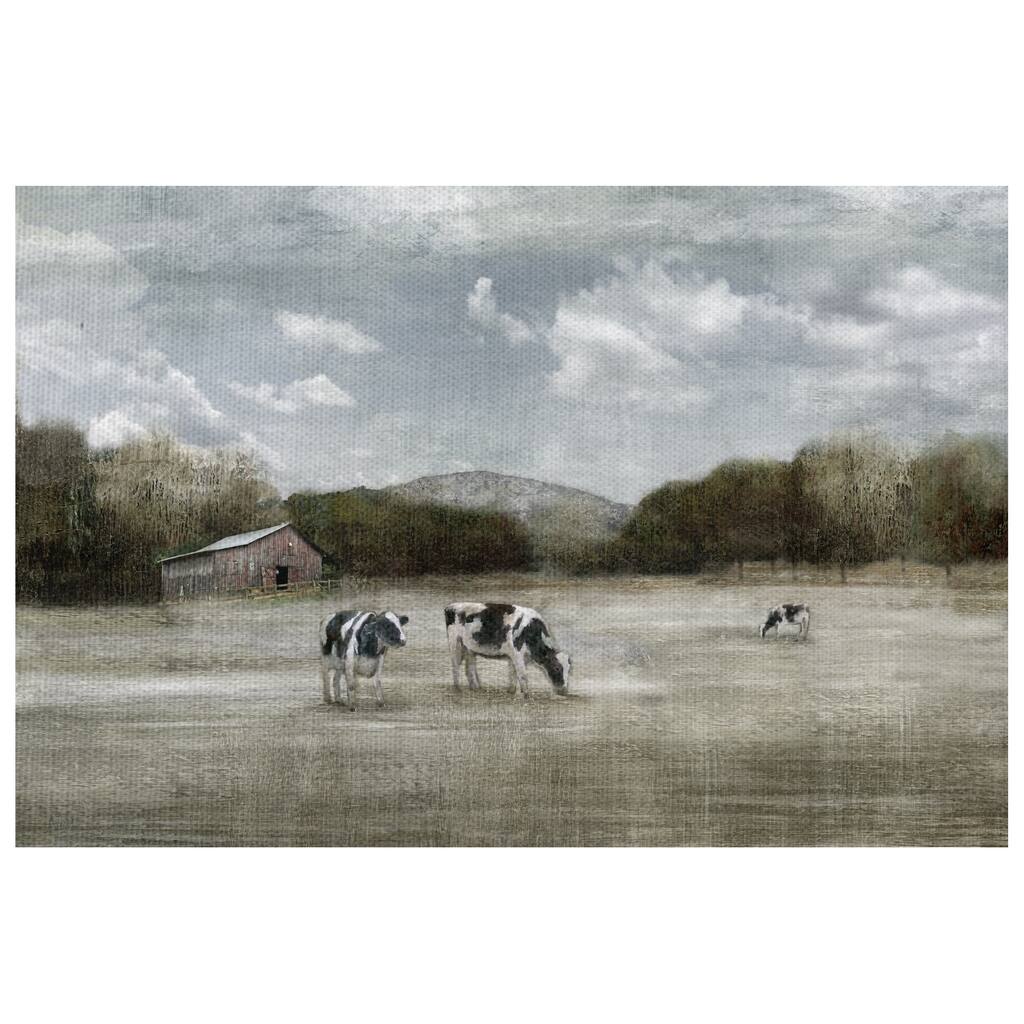 Country Satisfaction Grazing Cattle by Nan Wrapped Canvas Painting Art Print - 30x40