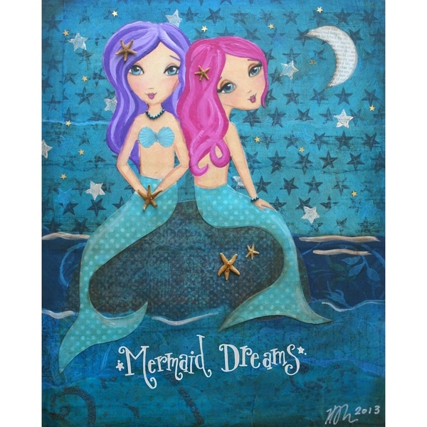 Mermaid Dreams - 9x12 Solid Wood Wall Decor by Heather Rushton - 9 x 12