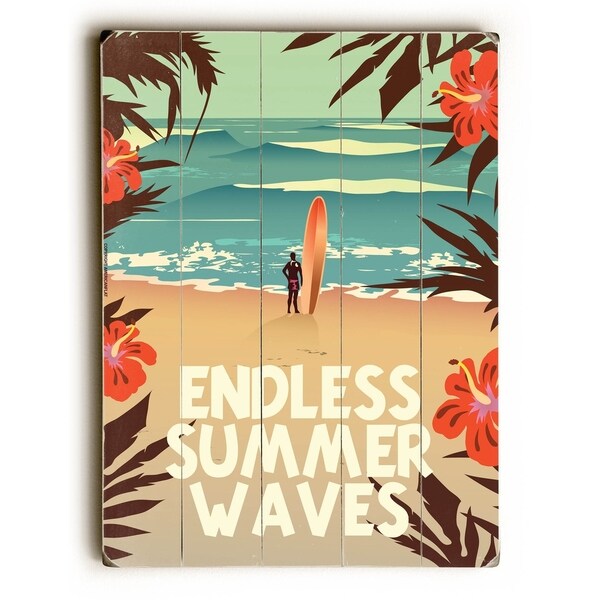 Endless Summer Waves - 9x12 Solid Wood Wall Decor by American Flat - 9 x 12
