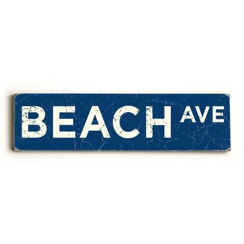Beach Ave - 6x22 Solid Wood Sign by Peter Horjus