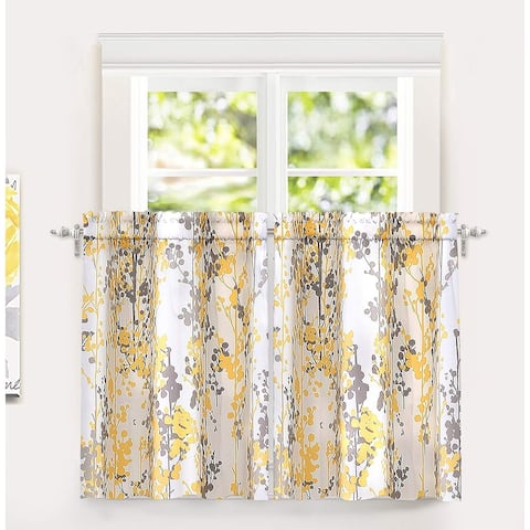 Sunflower Pattern Country Style Kitchen Window Curtains Ideas driftaway leah floral blossom ink painting thermal room darkening kitchen tier pair