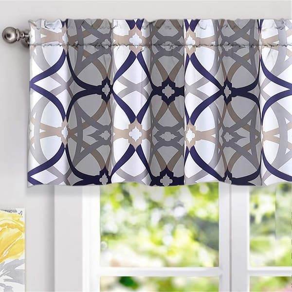 slide 2 of 26, Jarvenpaa Geo Trellis Pattern Window Valance - 52 x 18 52 x 18 - Navy