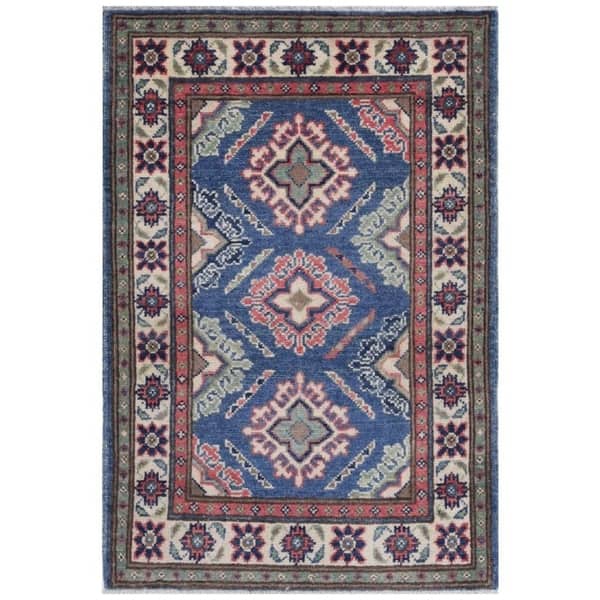 slide 1 of 3, Handmade One-of-a-Kind Kazak Vegetable Dye Wool Rug (Afghanistan) - 2' x 3'
