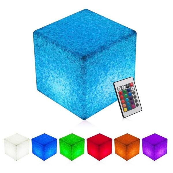 slide 17 of 19, INNOKA Rechargeable Waterproof Floating LED Cube Light Glowing Light w/ Multiple Lighting Effects for Outdoor Pool Parties granite cube s - 8 inches - 7.8" l x 7.8" h
