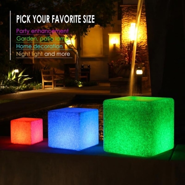Color Changing Waterproof LED Cube Light Decor Garden Outdoor Indoor w//Remote