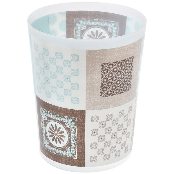 Faience Printed Waste Basket Floor Trash Can 4.5-Liter/1.2-Gals - 7.68"L x 7.68"W x 9.45 inchesH