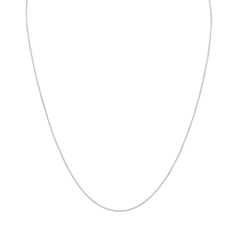 10K White Gold 1mm Wheat Chain with Lobster Clasp - 18 Inch