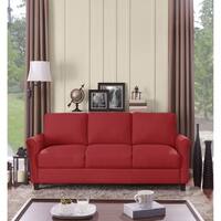 Handy Living Calhan Red Textured Linen Sofa