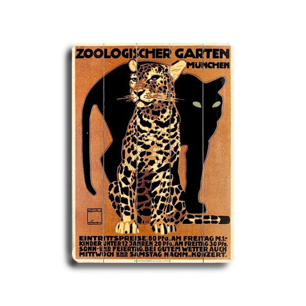Munich Zoological Garden Leopard Poster - Planked Wood Wall Decor by Ludwig Hohlwein
