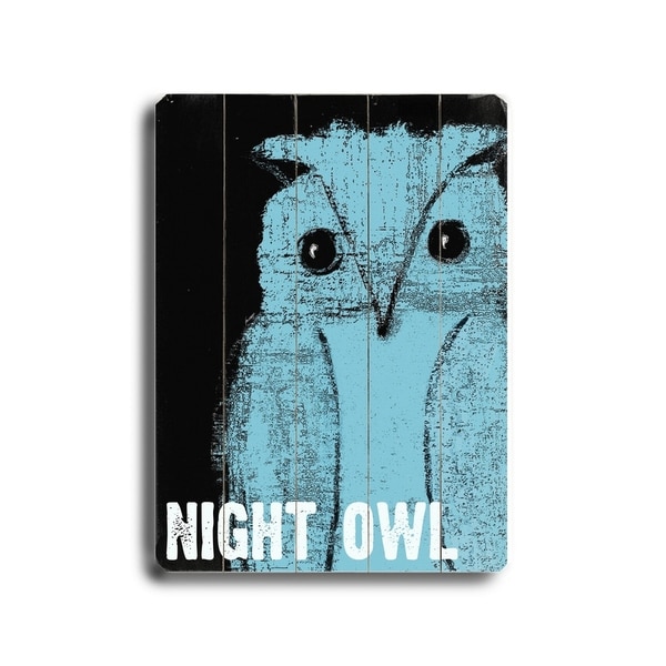 Night Owl - Planked Wood Wall Decor by Lisa Weedn