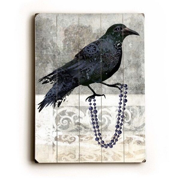 Black Crow - Planked Wood Wall Decor by Krista Raak
