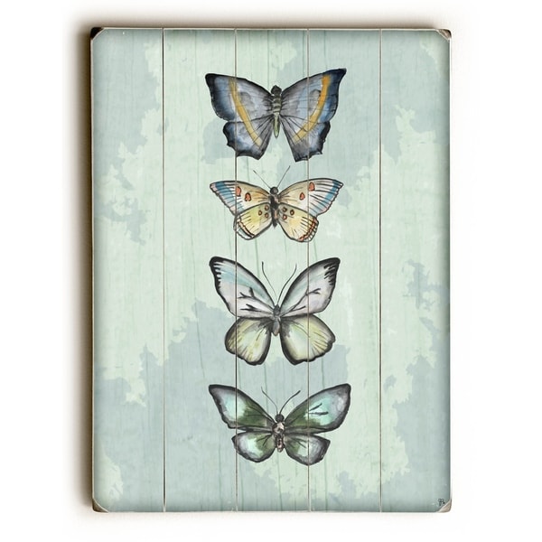 World of Butterflies - Green - Planked Wood Wall Decor by Jennifer Rizzo Design