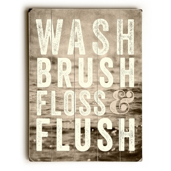 Wash Brush Floss - Sepia - Planked Wood Wall Decor by Lisa Russo