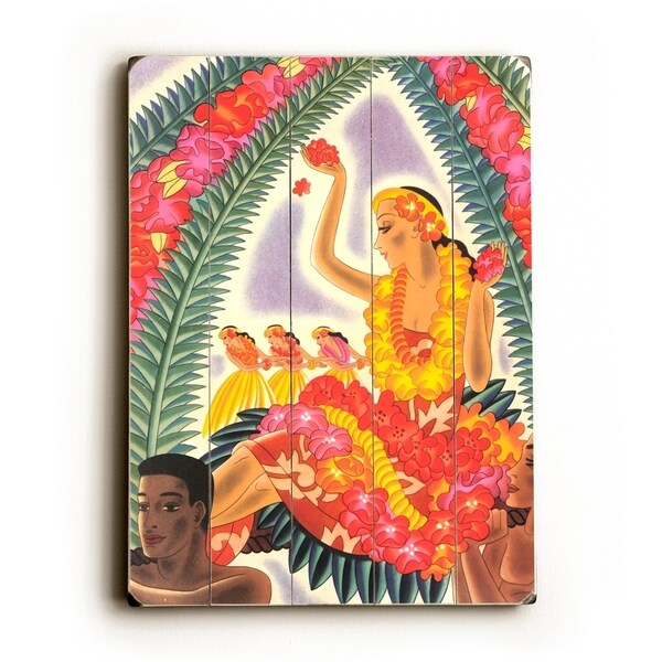 Hula and Lei by Frank McIntosh - Planked Wood Wall Decor by Matson