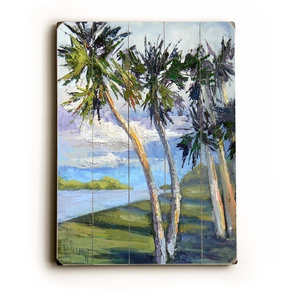Palm Drive - Planked Wood Wall Decor by Carol Schiff