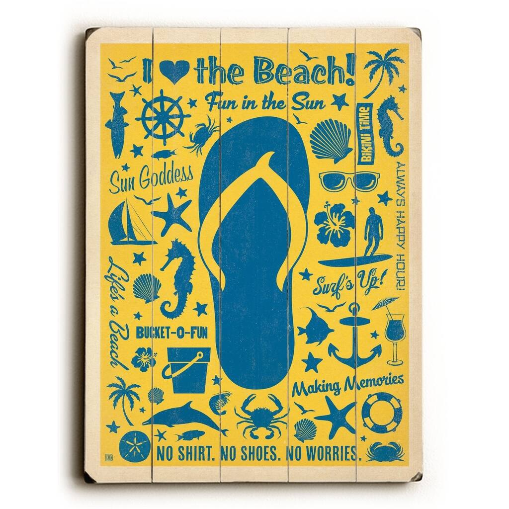 I Love the Beach - Planked Wood Wall Decor by Anderson Design Group