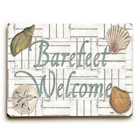 Barefeet Welcome - Planked Wood Wall Decor by Debbie DeWitt