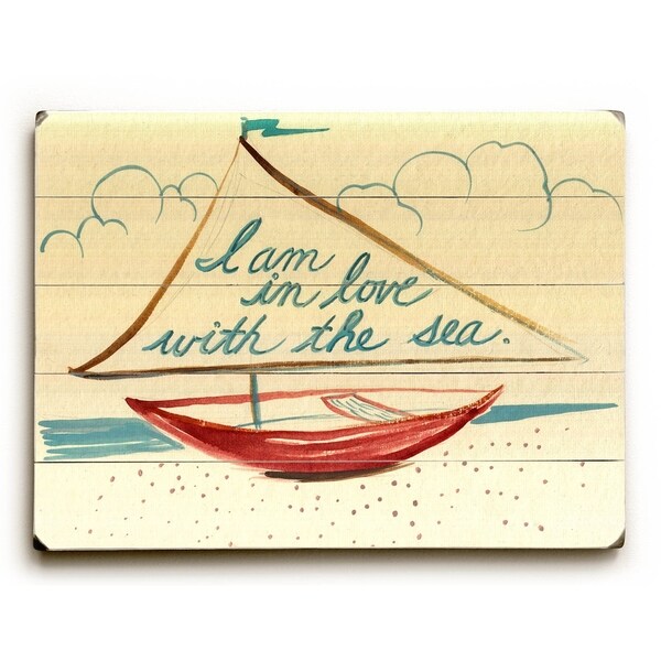 I am in love with the sea - Planked Wood Wall Decor by Colette Cosentino