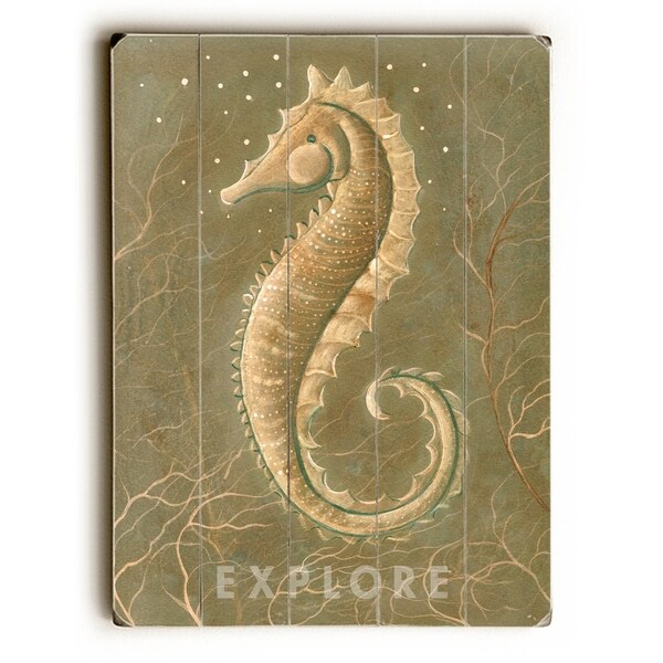 SeaHorse - Planked Wood Wall Decor by Colette Cosentino