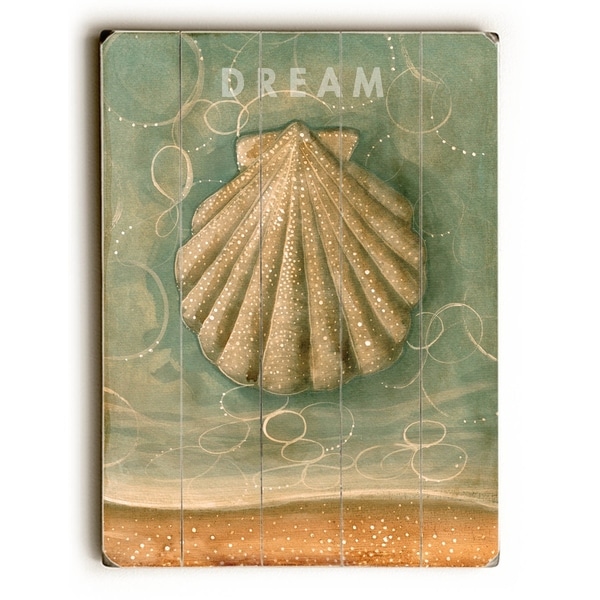 Dream - Shell - Planked Wood Wall Decor by Colette Cosentino