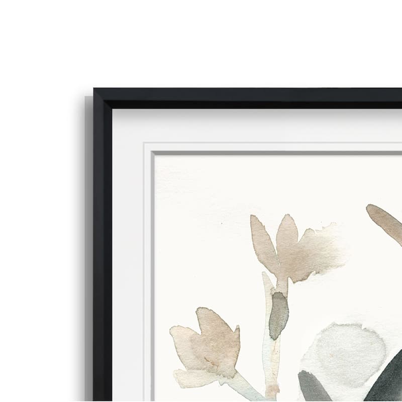Dainty Blooms I -Custom Framed Print - blue, white, grey, yellow, green, silver, gold