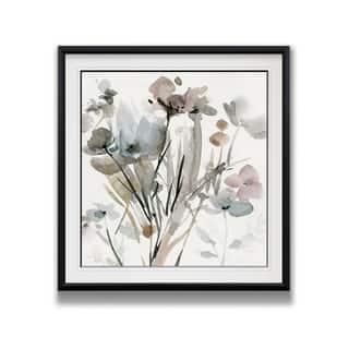 Dainty Blooms I -Custom Framed Print - blue, white, grey, yellow, green, silver, gold