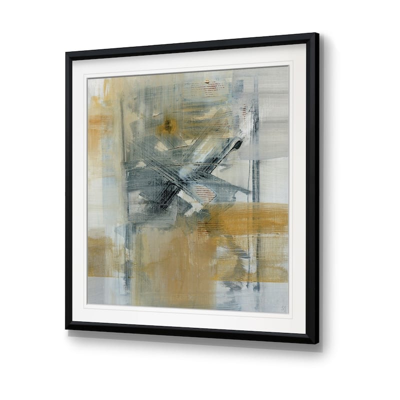 Reflections I -Custom Framed Print - blue, white, grey, yellow, green, silver, gold