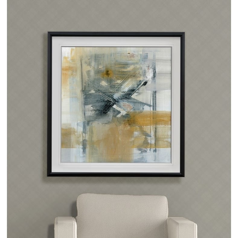 Reflections I -Custom Framed Print - blue, white, grey, yellow, green, silver, gold