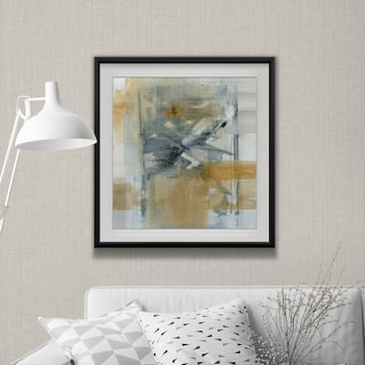 Reflections I -Custom Framed Print - blue, white, grey, yellow, green, silver, gold