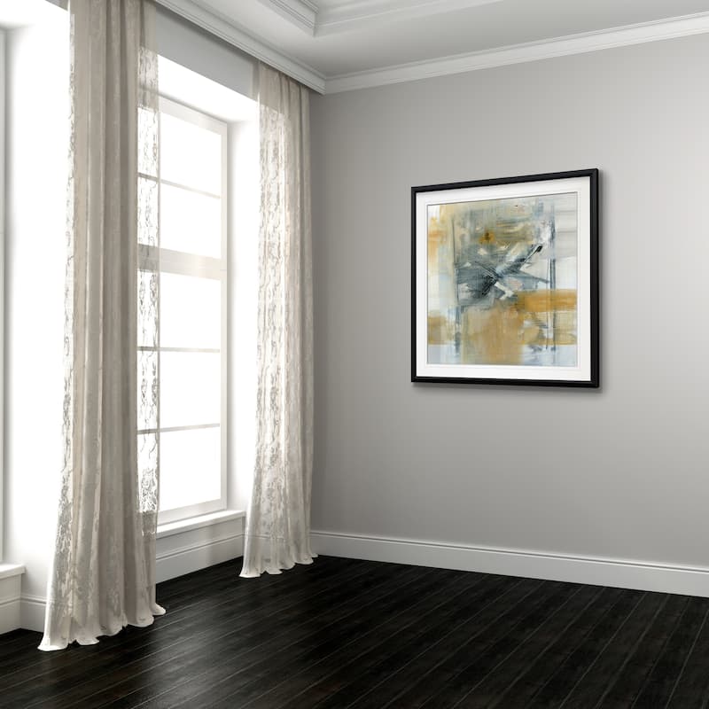 Reflections I -Custom Framed Print - blue, white, grey, yellow, green, silver, gold