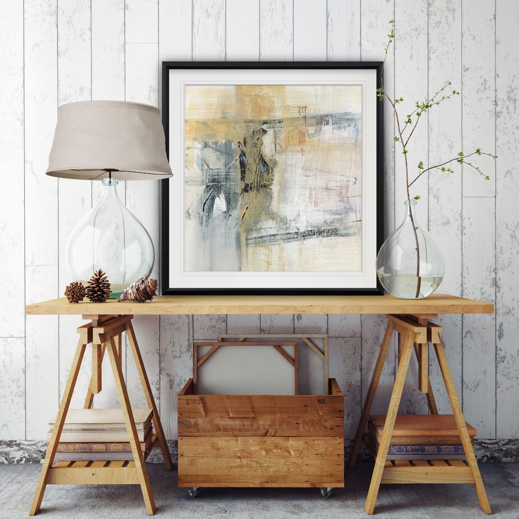 Reflections II -Custom Framed Print - blue, white, grey, yellow, green, silver, gold