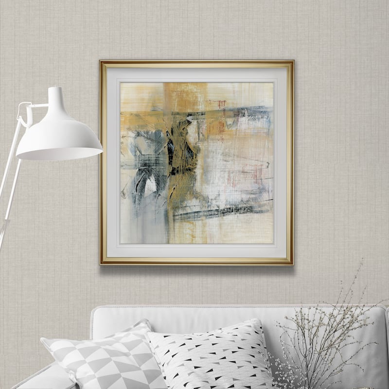 Reflections II -Custom Framed Print - blue, white, grey, yellow, green, silver, gold